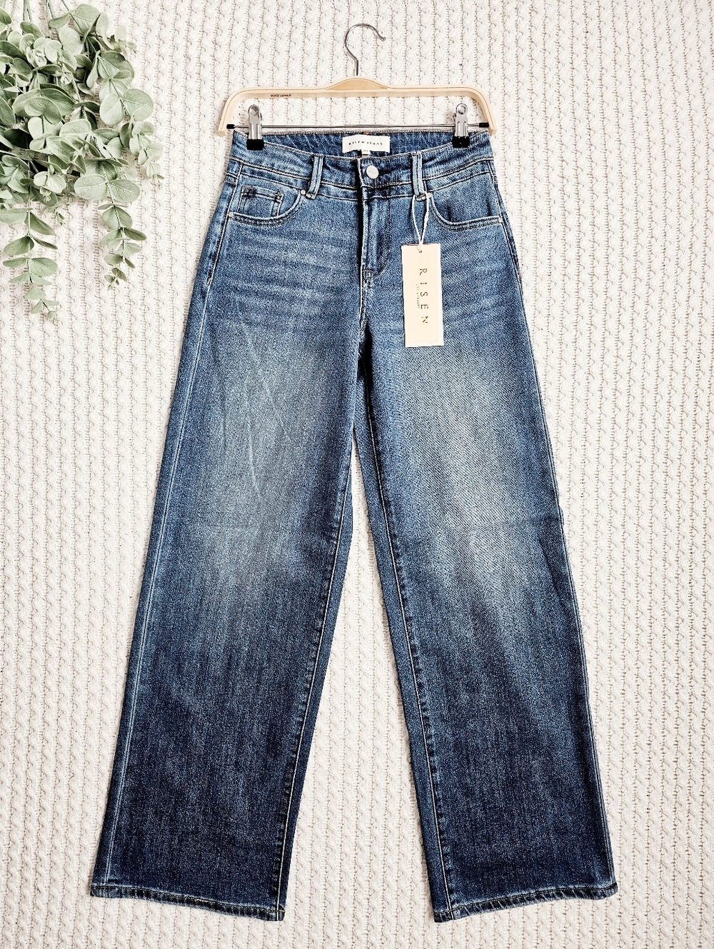 RISEN High Rise Medium Wash Slouchy Baggy Jeans Wide Leg Relaxed Various NEW - Picture 4 of 17